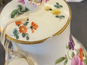 Two Meissen porcelain covered jugs with floral design, Germany, 18/19th C.